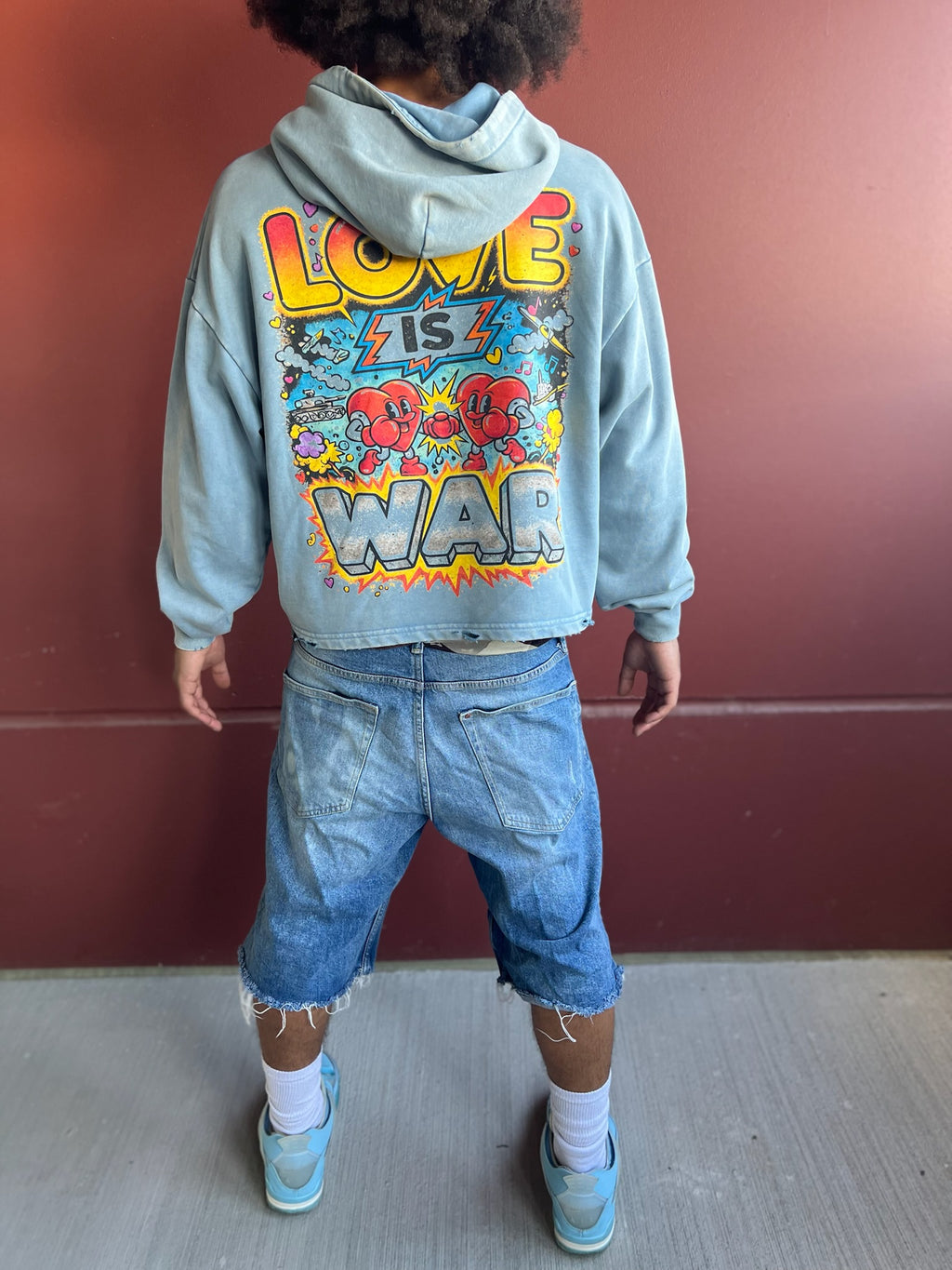 Vintage Washed Frayed-Hem Hoodie