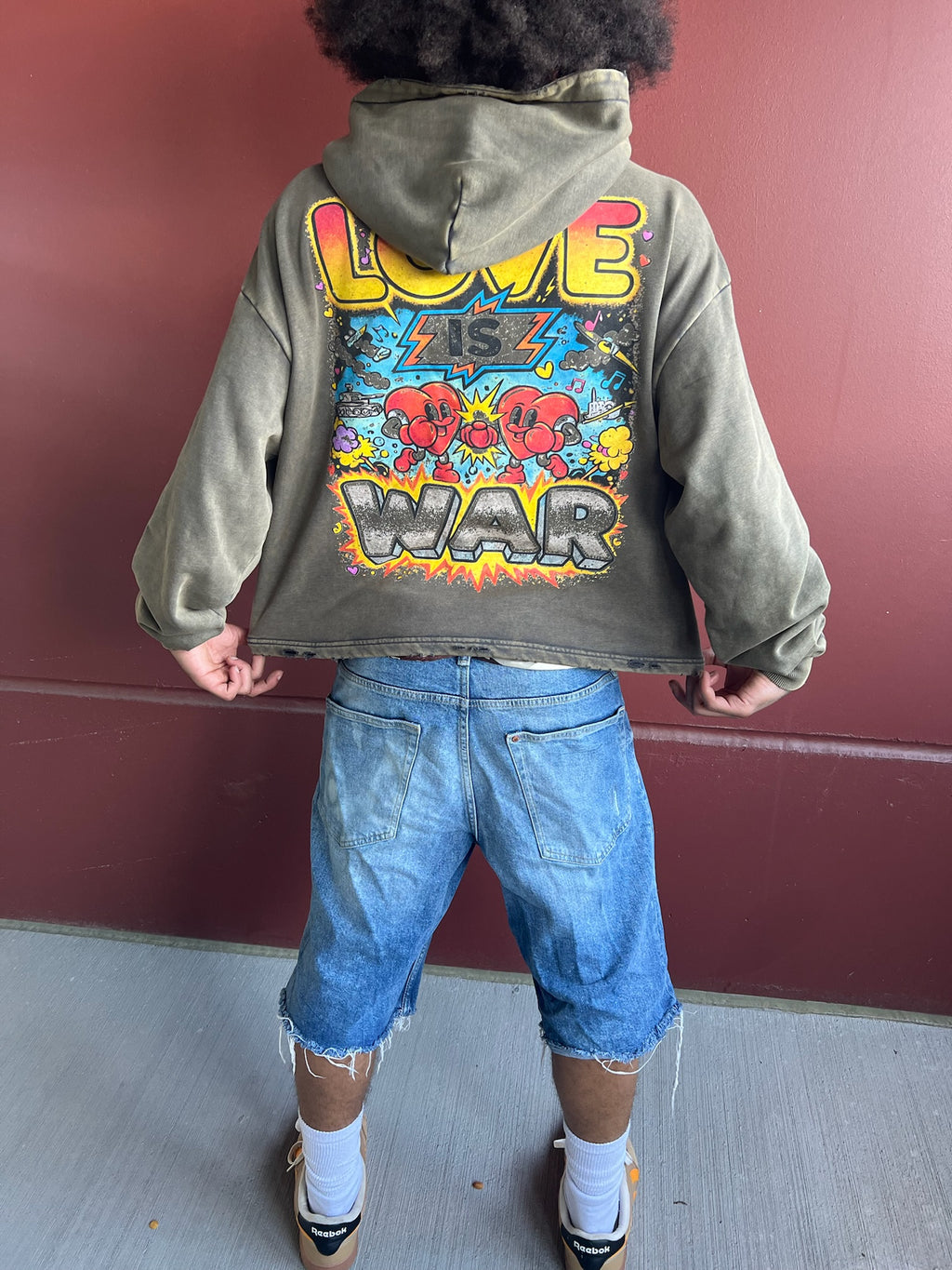 Vintage Washed Frayed-Hem Hoodie