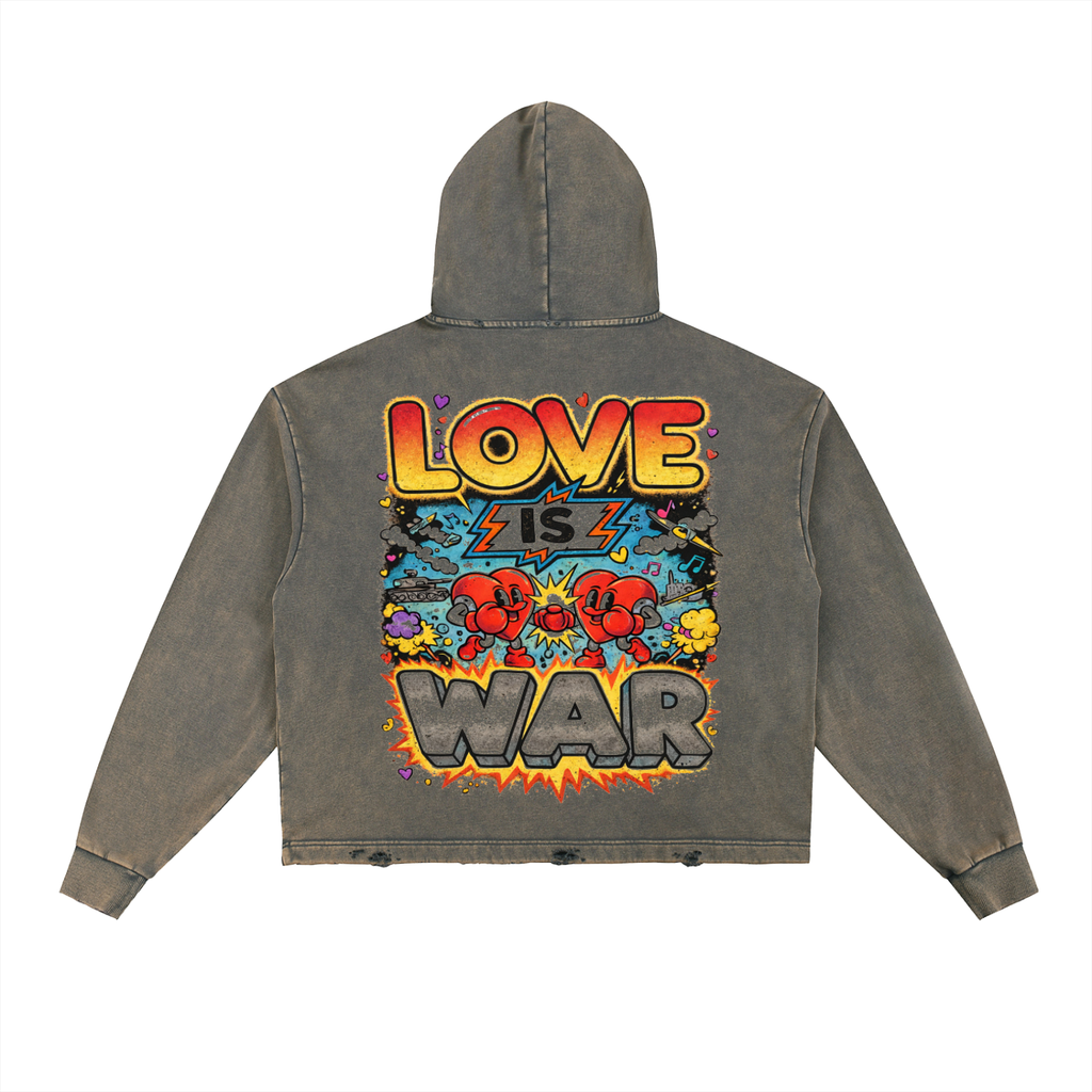 Love is War Cropped Hoodies